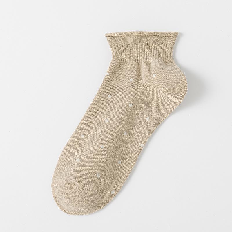 Polka Dot Socks, Women's Spring and Autumn Short Socks, Sweat-absorbing, Odor-proof, Rolled Edges That Don't Come Off, and Versatile Socks for Boats