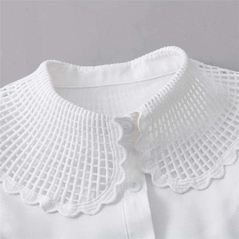 Breathable Cotton Polyester False Collar With Peplum Shoulder Design Easy To Wear Fashion Neckpiece For Daily Outfits