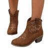 Large size flat bottom embroidered side zipper western cowboy boots 2025 new thick heel suede pointed fashion boots
