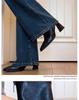 French Retro Square Toe Chunky Heel Ankle Boots for Women - Autumn Winter Versatile Slim Fit In Brown Black.