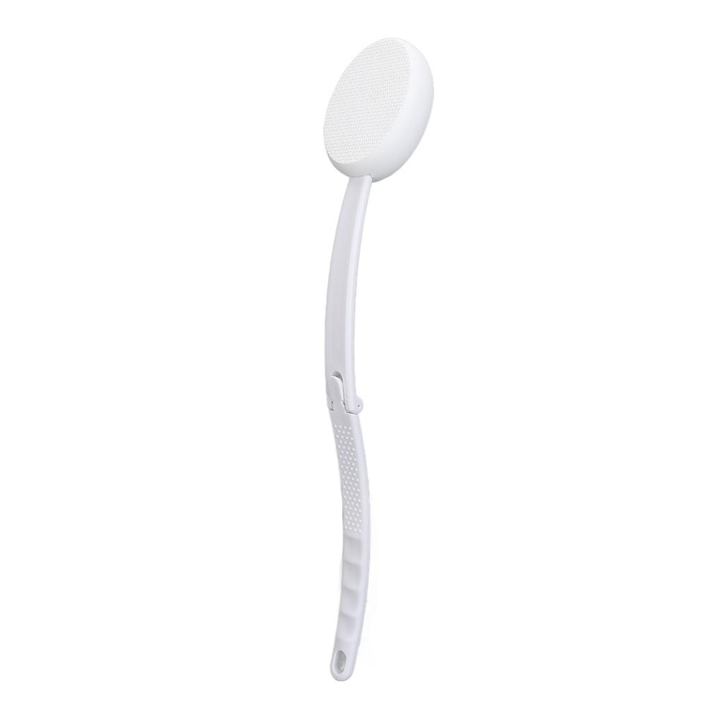 Folding Curved Handle Bath Brush with 2 Heads Anti Slip Labor Saving Back Scrubber Long Handle
