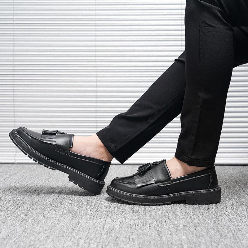 Pracovní Lehké Nazouvací Pánské Ležérní Boty s Třásněmi Klasické Originální Velikost 45 Elegantní Společenské Hovězí Kůže Retro Pánské Kožené Boty