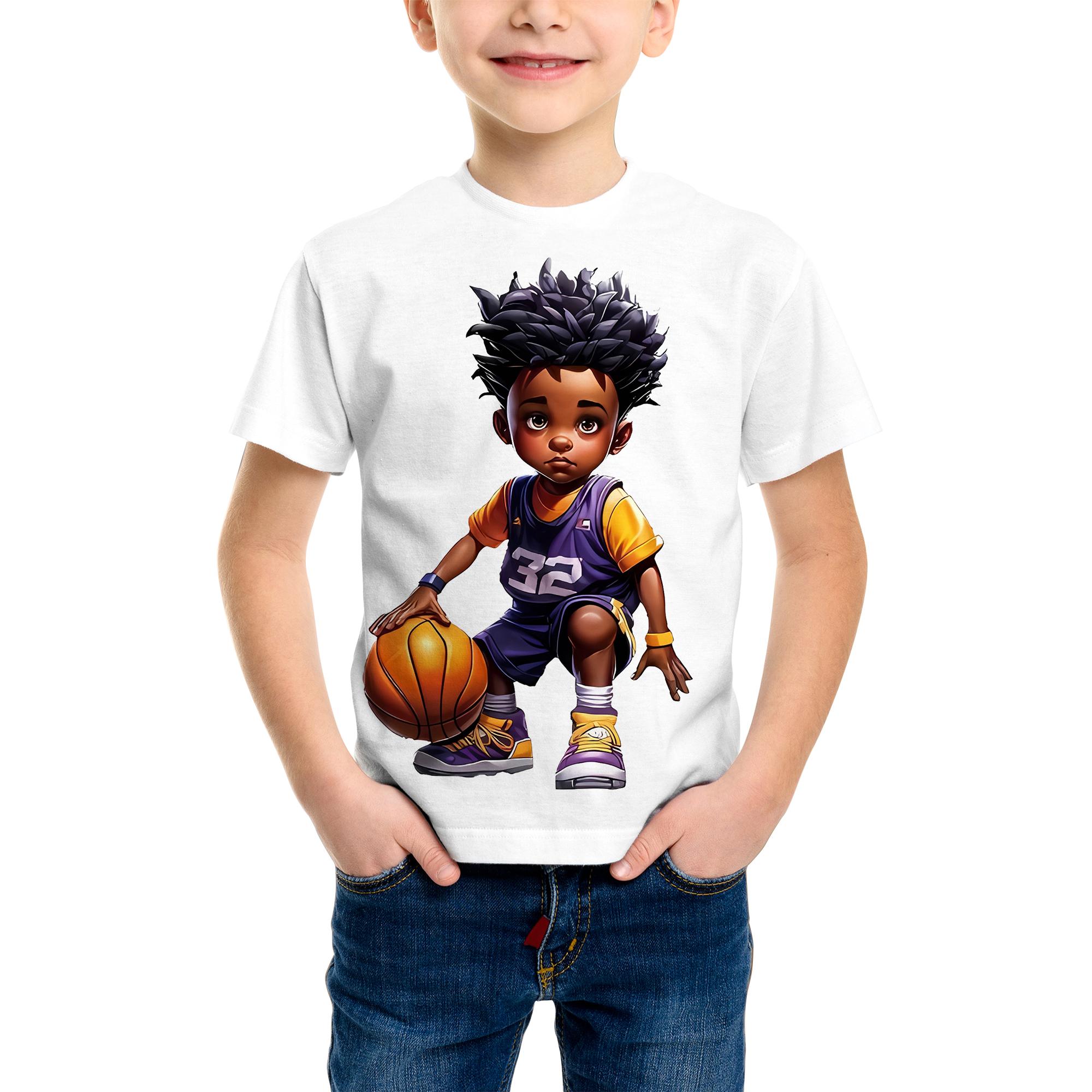 Printed Boys Fashion Sports T-Shirt Summer Outdoor Breathable Top New Crew Neck 100