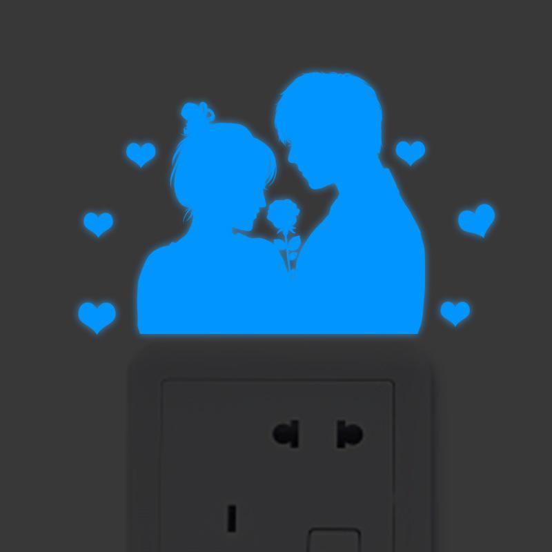 Luminous Five-Pointed Star Wall Stickers for Bedroom and Living Room, Creative Fluorescent Switch Animal Decals.