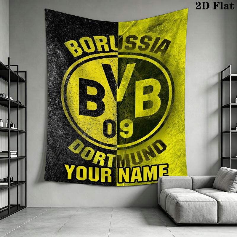 Custom Name Dortmund Wall Tapestry Aesthetic Wall Hanging Printed Fabric Blanket Decorative Tapestries for Bedroom Living Room Home Decor