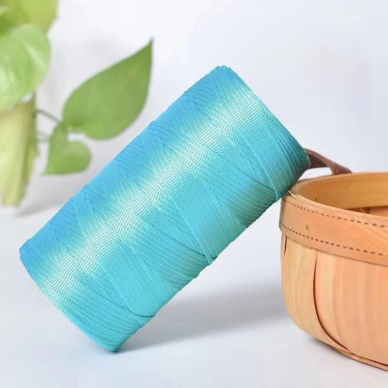 250g/Roll 2.5mm Ice Silk Thread Summer Crochet Yarn for DIY Knitting Bag Shoes Flat Hollow Yarn Hand-knitted Thread Supplies