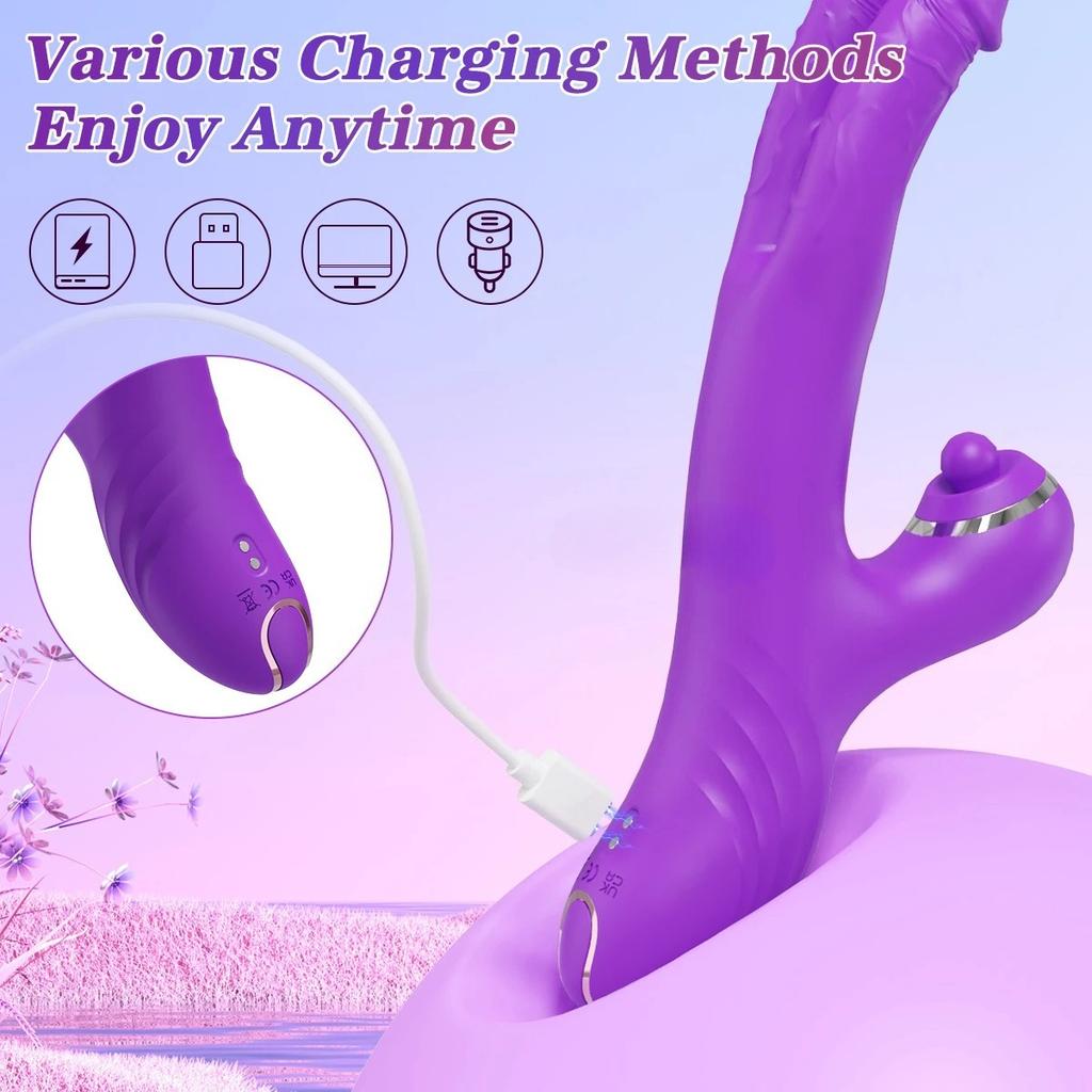 Female Realistic Dual Penis Masturbator Clitoral Stimulation Vibrator G-spot Tapping Massager Dildo Vibration Sex Toy for Adults