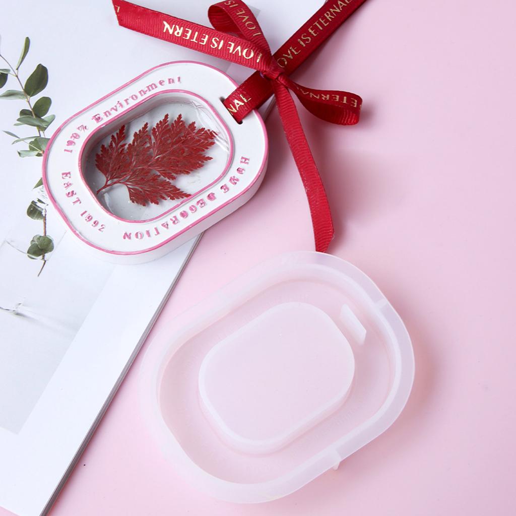 Crystal Epoxy Resin Mold with Hole Round/Oval-shaped Ornament Silicone Mould DIY