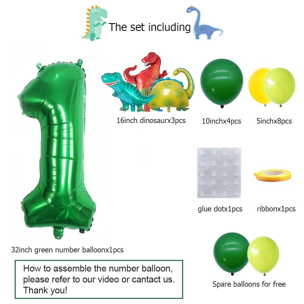 18Pcs Dinosaur Birthday Balloons Set Number Balloon Dino Theme Birthday Decorations for Boy Dinosaur Party Balls
