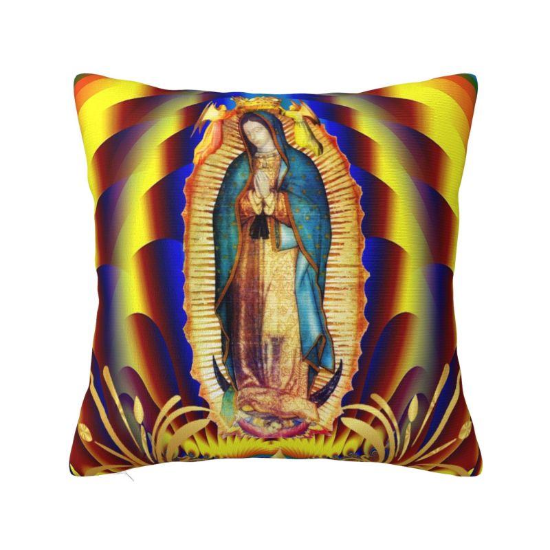 Our Lady Of Virgin Mary Mexico Pillow Covers Living Room Christian Jesus Saint Catholic Luxury Cushion Cover Velvet Pillowcase