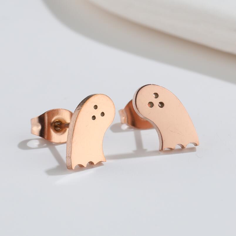 Halloween Bat Stainless Steel Stud Earrings - Minimalist Animal Design for Women, Vintage Christmas Mini Earrings