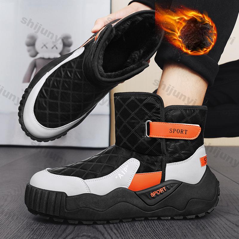 Fashion Men Winter Ankle Snow Boots Men New Thick Soled Waterproof Outdoor Non-slip Soft Warm Cotton Shoes Comfort Non-slip Ankle Boots