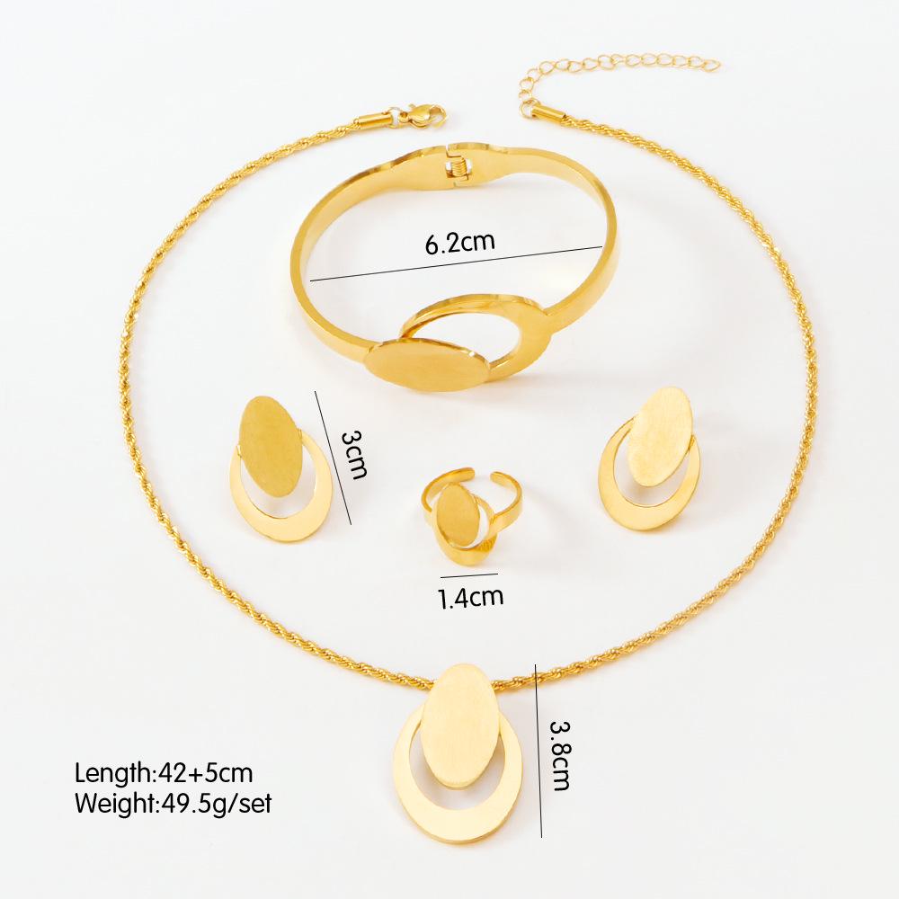 Ensemble de bijoux géométriques élégant en acier titane: Collier, Bracelet, Boucles d'oreilles & Bague