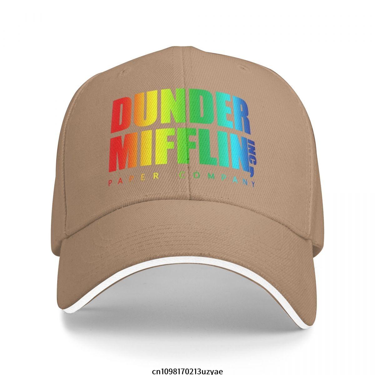 Логотип бумажной компании Dunder Mifflin INC (2) Бейсболки Хип-хоп Сэндвич-кепка Мужчины Женщины Регулируемая Уличная Спортивная Кепка One Size