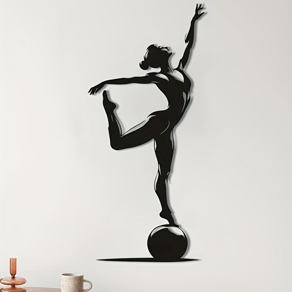 1pc Metal Ballerina Wall Sculpture, Elegant Iron Ballet Dancer Pointe Shoe Pose, Vertical Mount Dance Decor for Home, Wedding Gift for Dancers Women