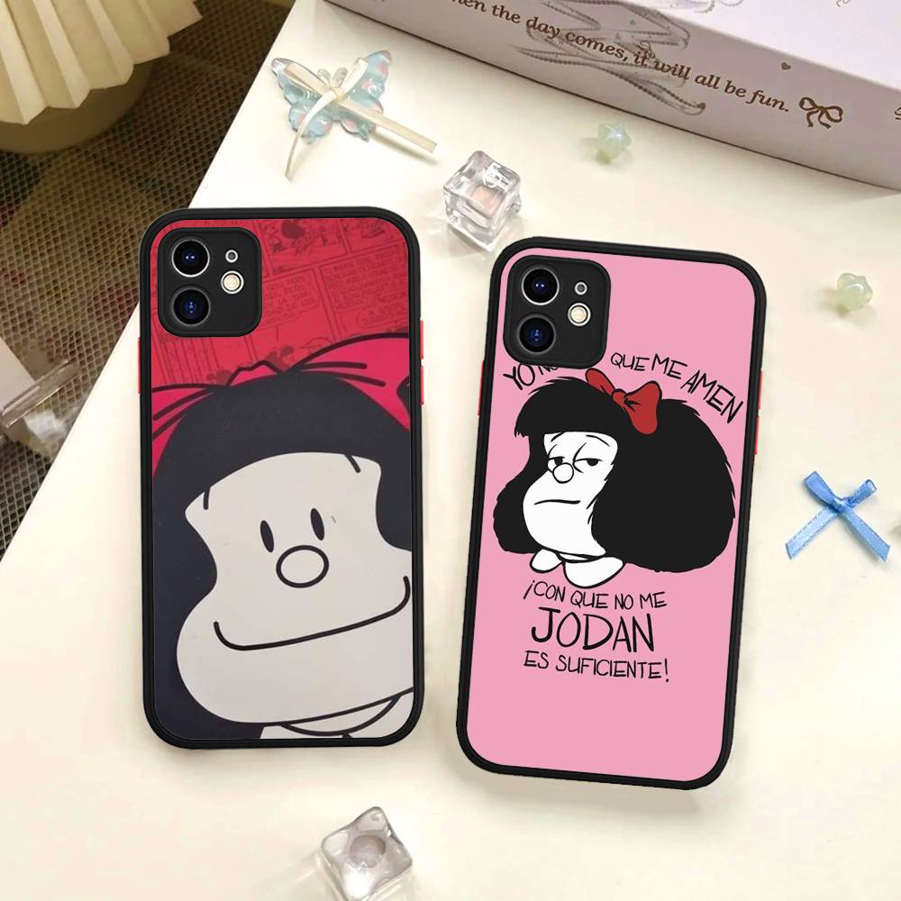 Popular Cartoon M-Mafalda Phone Cases For IPhone 16 15 14 Plus 13 12 11 Pro Max Matte Oft Bumper Phone Cover