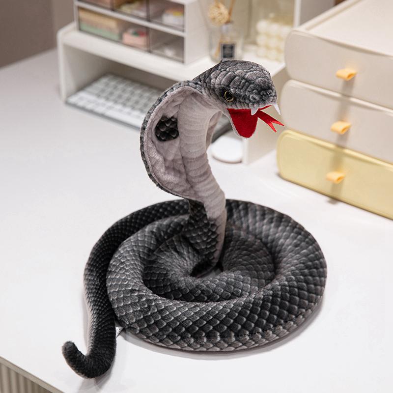 Cute Simulation Cobra Animal Stuffed Doll Cartoon Pattern Open Mouth Snake Plush Toy Home Decor For Boys Girls Birthday Gift