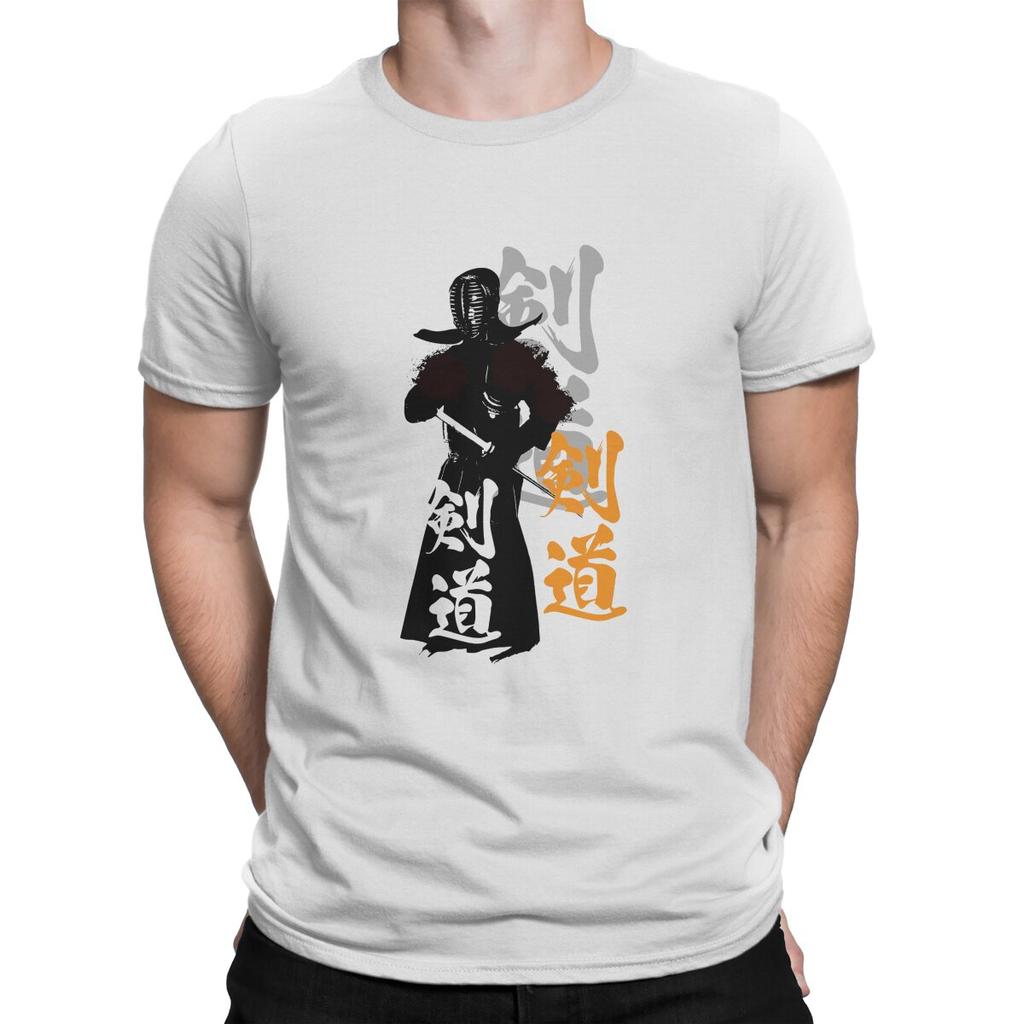 KENDO T-Shirt Kanji and Silhouette Tshirt Graphic Men Polyester Tops Vintage Punk Summer Street