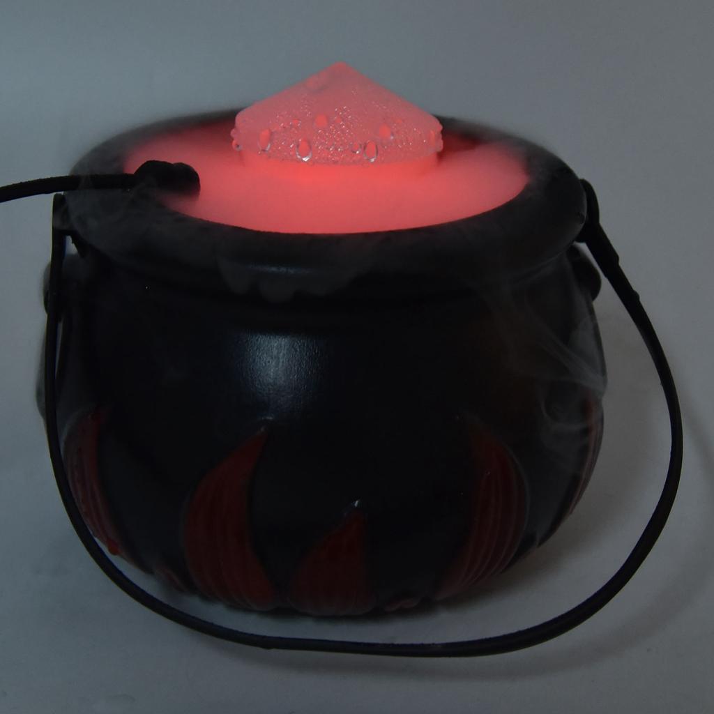 Halloween Witch Pot Smoke Machine Mist Maker Fogger with Color Changing LED Light Party Prop
