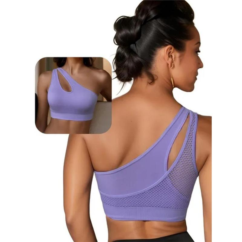 

Женский повседневный спортивный топ-майка на одно плечо с вырезом на спине, облегающий крой, активная одежда - Дышащая ткань 2XL фиолетовый