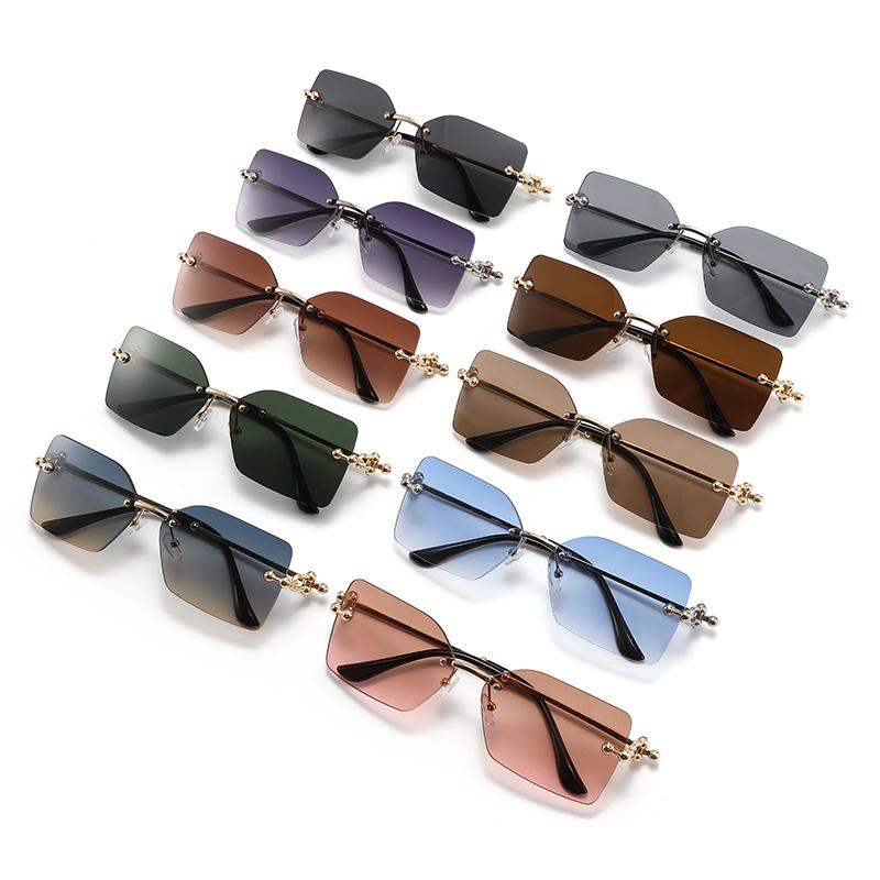 New Square Metal Frameless Sunglasses for Men and Women Fashion Trendy Outdoor Sunscreen Sunshade Glasses