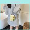 Tulip Sunflower Pattern Small Knitted Shoulder Bag With Inner Card Pocket For Casual Wear