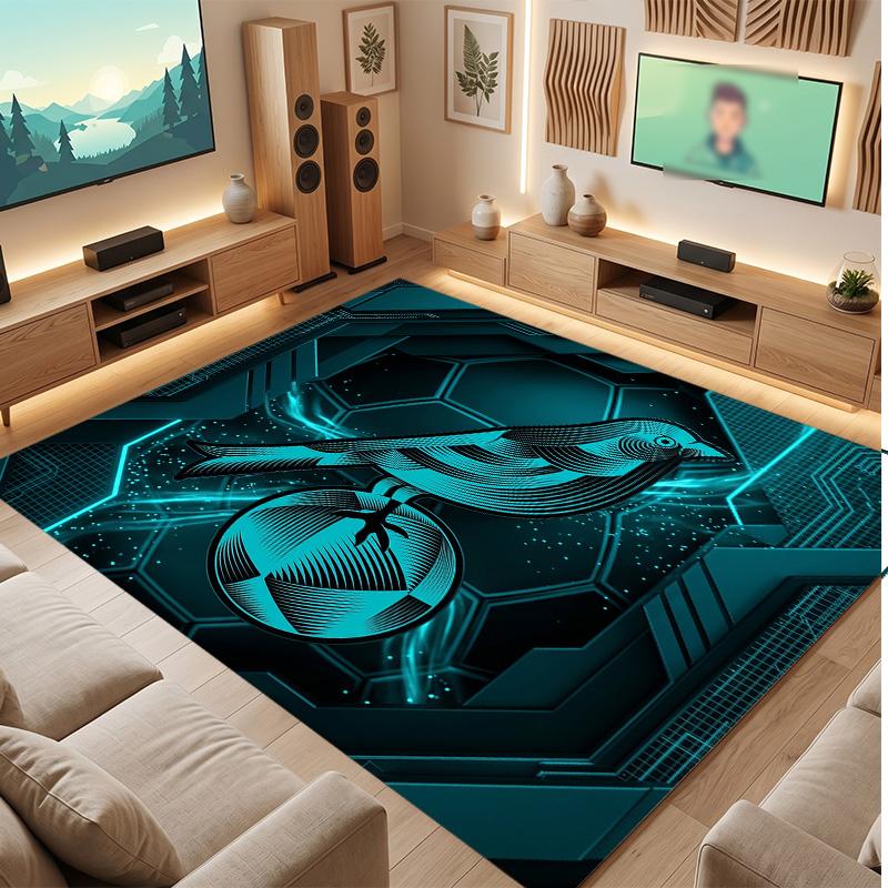 Norwich City Football Print Crystal Velvet Rug, Comfortable Water Absorbent Non Slip Indoor Floor Carpet