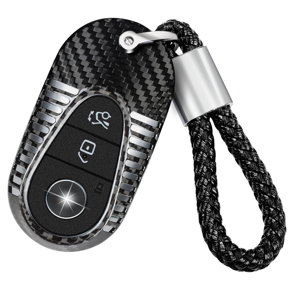 Real Carbon Fiber Key Fob Cover for Compatible with C260 with Key Black T-carbon Mercedes-Benz, Mercedes-Benz S-Class, G-Class, E-Class, S350, S400,