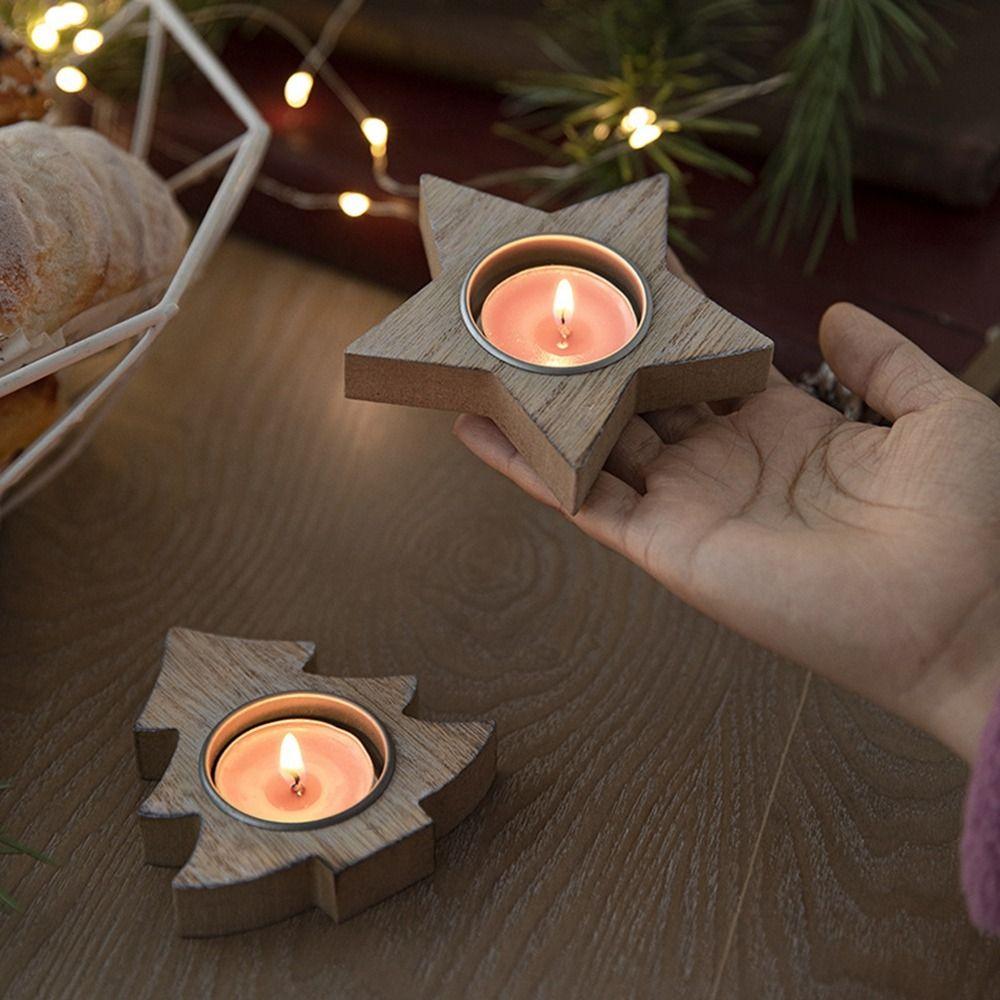 Sněhová vločka Vánoční dřevěný svícen Nordic Style Love-heart Candle Ornaments Party
