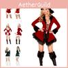 Women's Sexy Santa Outfit Red Tube Top Dress Xmas Cloak Cosplay