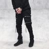 Men Cargo Pants Strap Zipper Decor Loose Ankle-banded Mid-rise Solid Color Multi Hip Hop Streetwear Outdoor Travel Sport Trousers