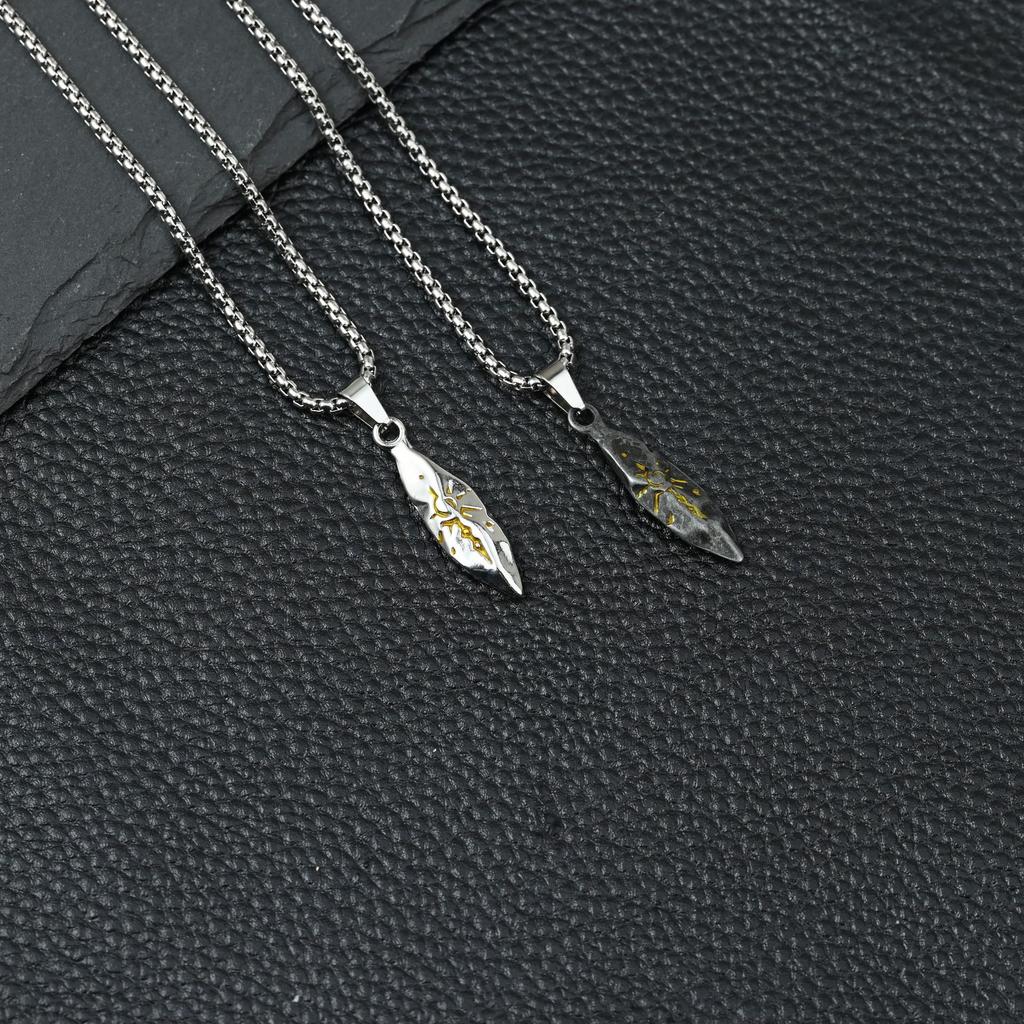 Vintage Wishing Stone Necklace Trendy Men'S Personality Neutral Wind Meteorite Color Matching Pendant Cool Men'S Hip Hop Sweater Chain