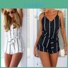 Elegant Cotton Linen Deep V Neck Backless Jumpsuit With Waist Belt For Spring Wear