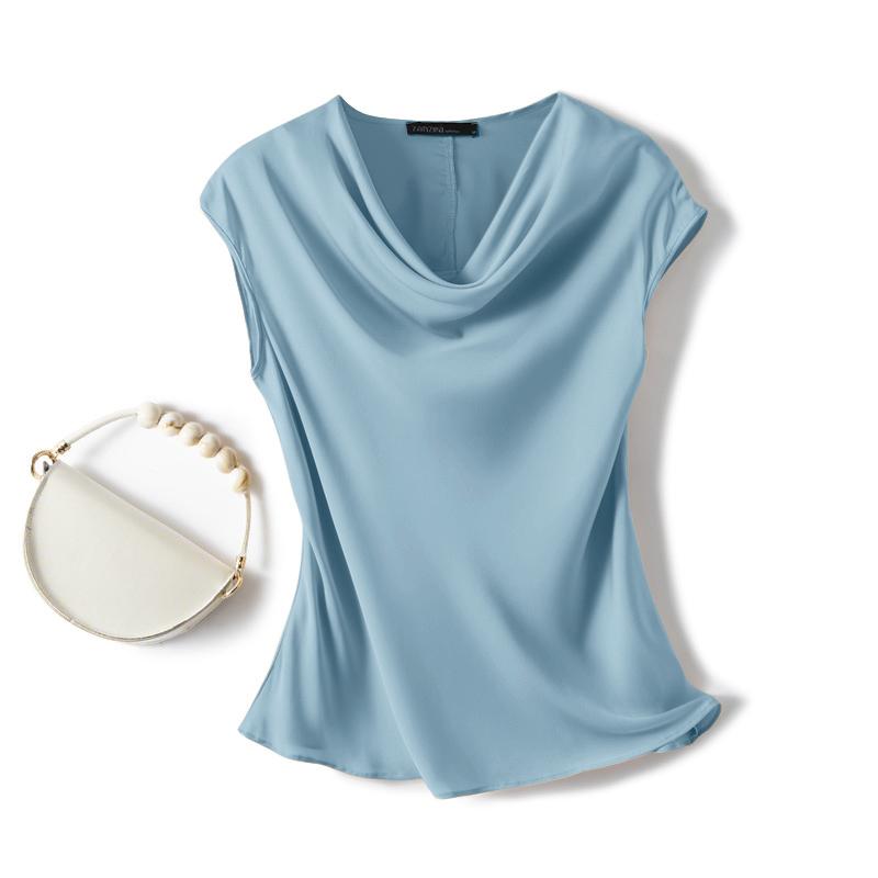 

ZANZEA Женская летняя блузка с вырезом-лодочкой, элегантная, с короткими рукавами 2XL синий