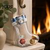 Decorative Stocking for Christmas Tree Fillable Acrylic Ornament, Transparent Candy Filled Plush Glitter Ornaments Hanging Decor, Santa Snowman