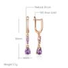 Glänzende Lila Natürliche Zirkon Tropfenohrringe Für Frauen Trend Roségold Farbe Braut Hochzeit Feiner Schmuck Kristall Geschenk