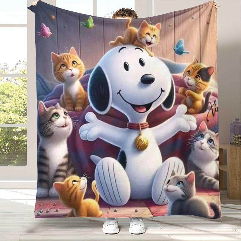 

Cute Snoopy Dog Cartoon Flannel Blanket,Ultra Soft Warm Plush Throw for Home Bedroom Bed Sofa Cover Camping Picnic gift 75x90cm