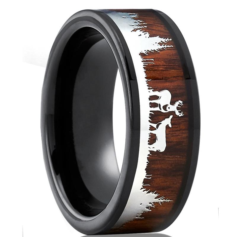 Trendy New Jewelry Wood Grain Silhouette Ring Men's Ring