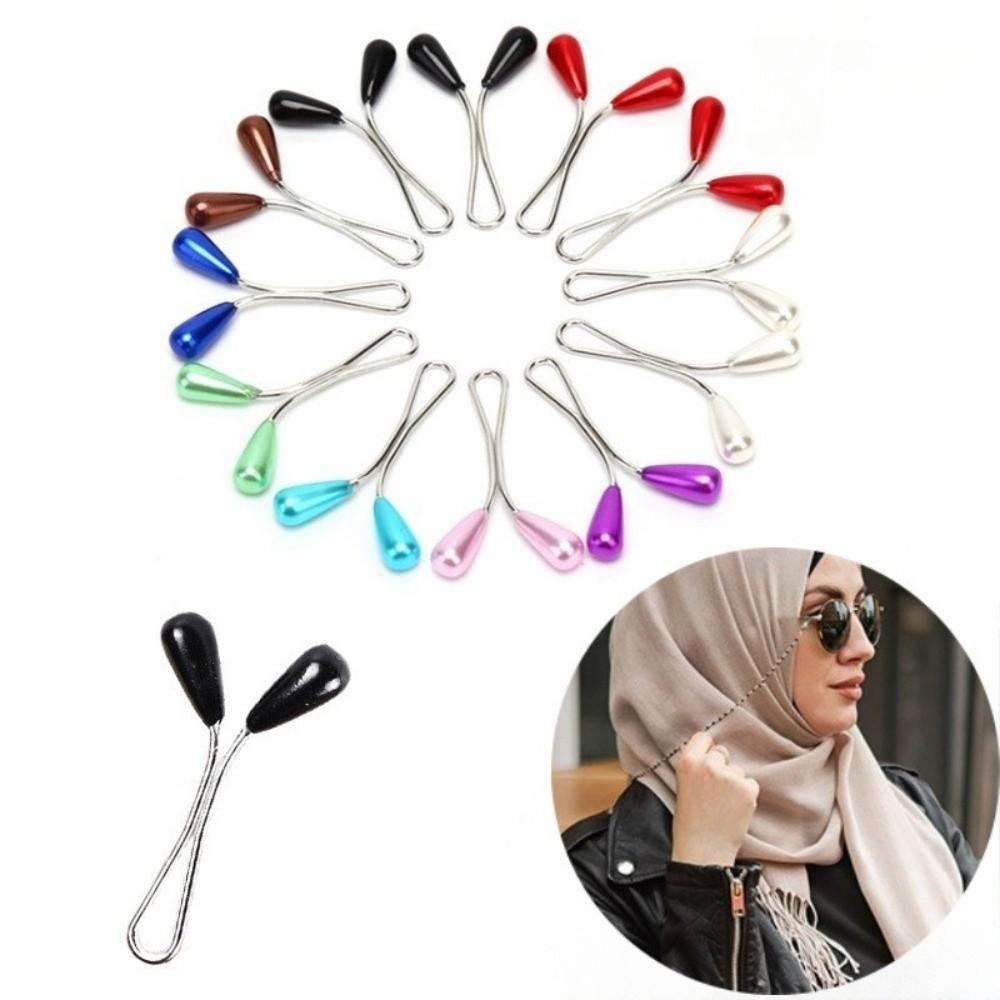 Pearl Teardrop Shape Head Scarf Fixing Clip Multifunctional U-shaped Clips Gifts Scarf Buckle