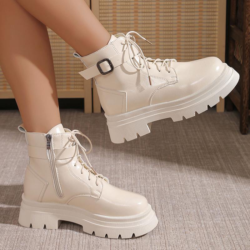 

Черные ботильоны из искусственной кожи на платформе, женские модные армейские ботинки с пряжкой и толстой подошвой, женские панк-ботинки на шнуровке для мотоциклистов, Mujer 35