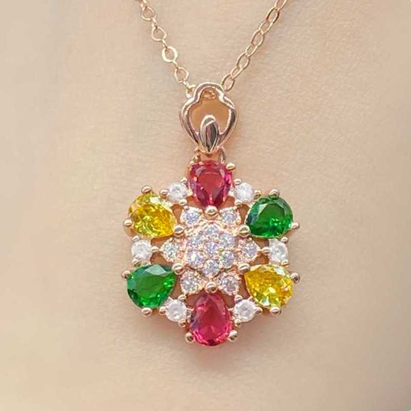 

SACE GEMS Медный сплав Конфеты Красочные цирконы Женское ожерелье с подвеской Модный подарок разноцветный