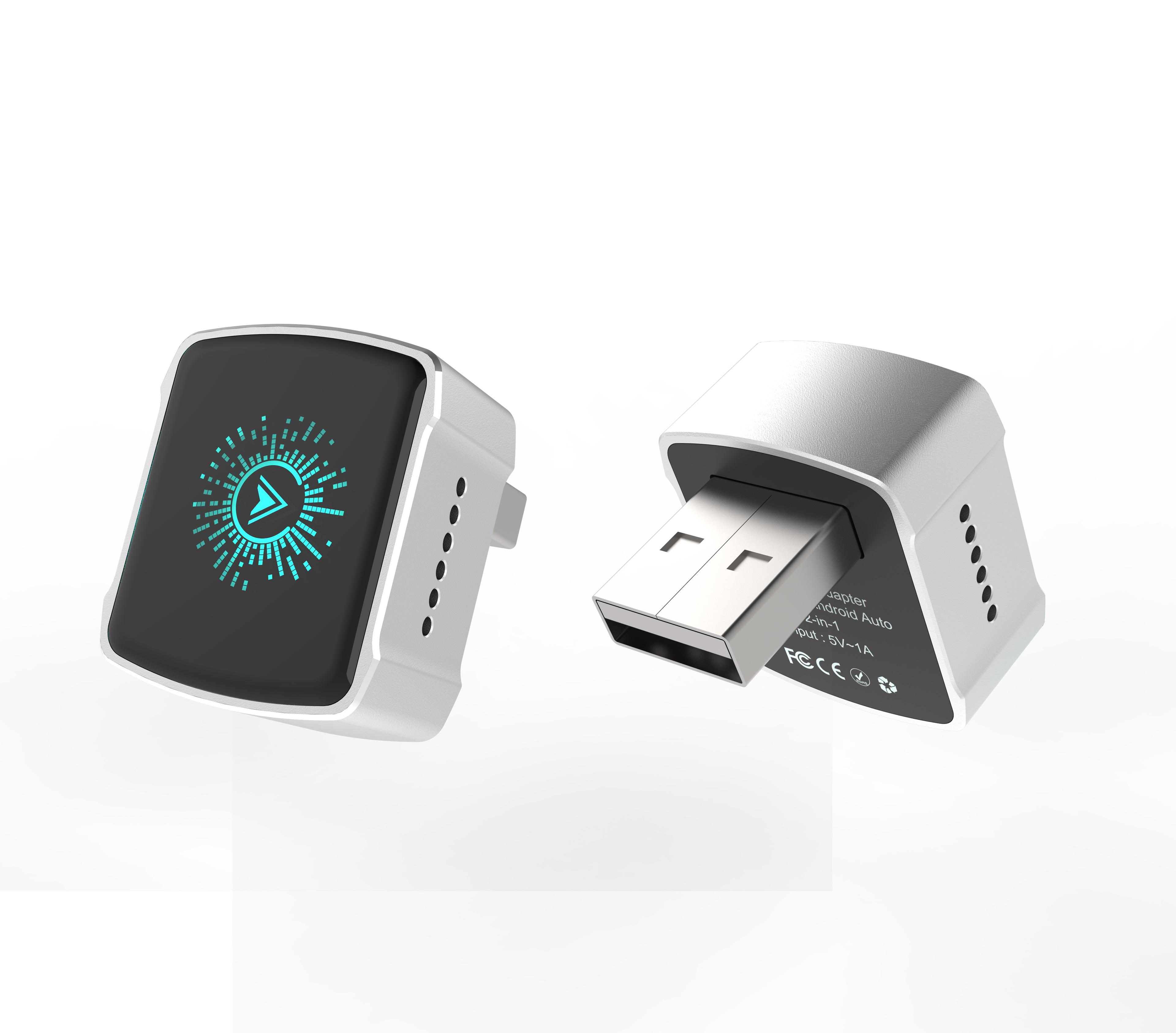 

2 in 1 Wired to Wireless Carplay&Android Auto Smart Dongle AI Box Mini Adapter Compatible with 99% of Cars Plug and Play WiFi серебряный