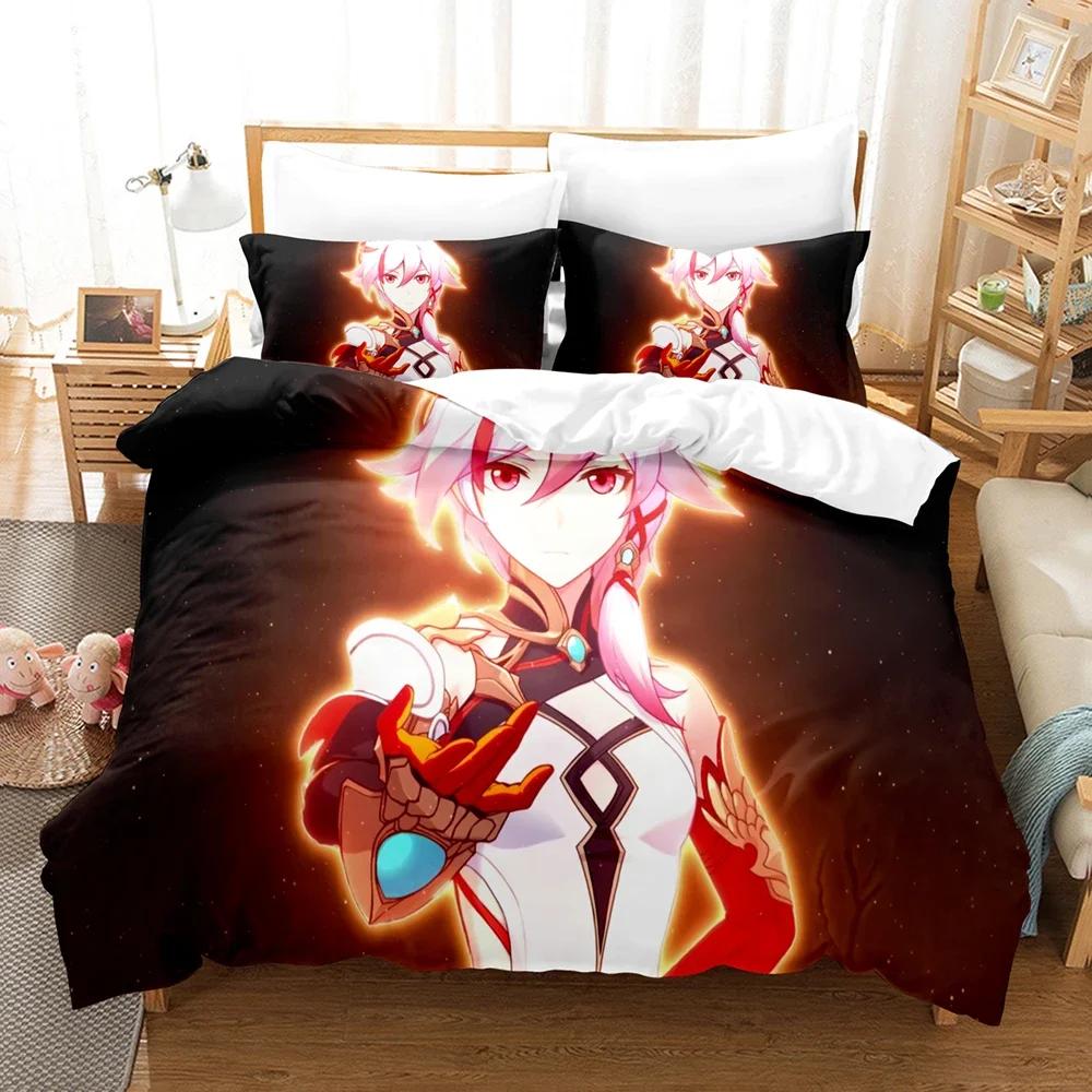 3D Anime Honkai Impact 3Rd Bedding Set Printed Decorative 2/3Pcs Duvet Cover Set Bedclothes Quilt Cover Home For Aldult Kid Teen