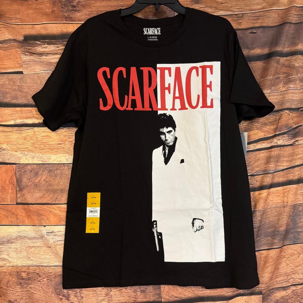 SCARFACE Men's Black L (42/44) Tony Montana Movie Graphic Cotton Blend Unisex T-Shirt