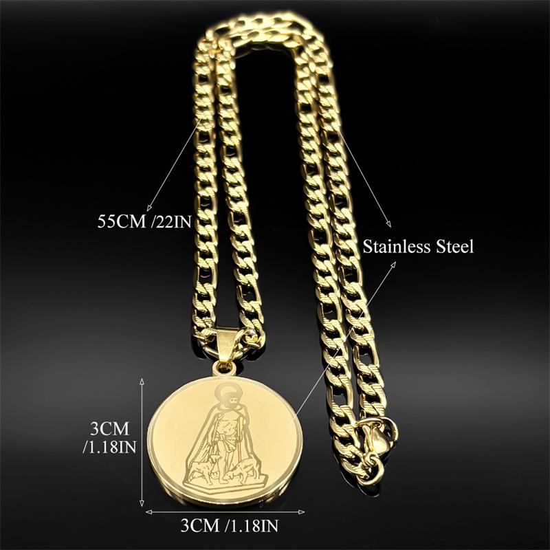 Christlicher Gott Jesus Medaillon Anhänger Halskette für Damen Herren Edelstahl Goldfarbe Heilige Beten Hip Hop Kette Party Schmuck
