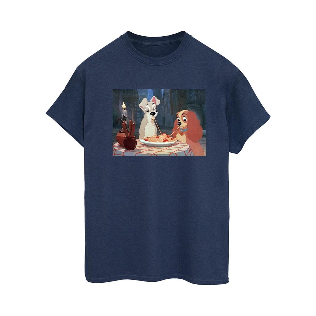 Disney Womens/Ladies Lady And The Tramp Spaghetti Photo Cotton Boyfriend T-Shirt