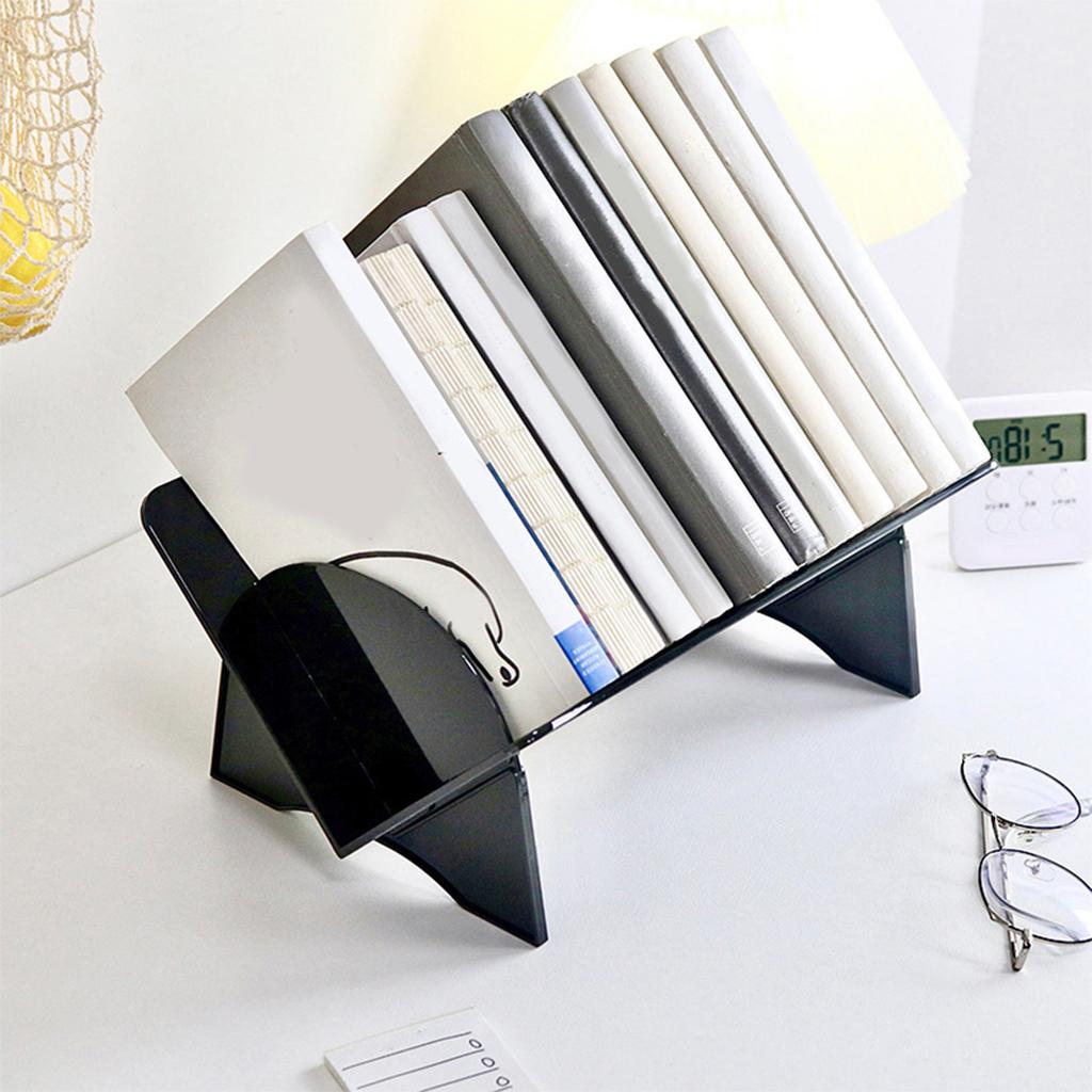 Desktop Small Bookshelf Simple Large Capacity Plastic Tilted Desk Book Storage Rack for Home