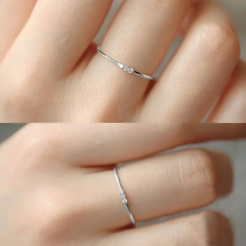 Trendy Simple Thin Ring Lady Versatile Accessories Gold Color/Silver Color Bright Micro Zirconia Jewelry for Daily Wear