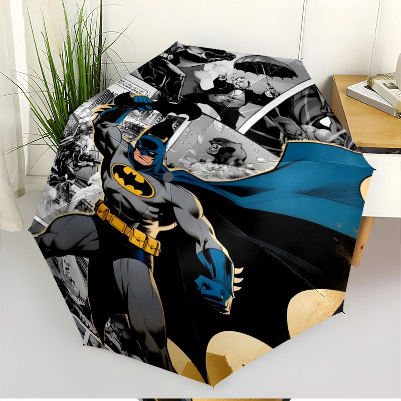 Batman Print Automatic Open Close Umbrella, Portable Foldable Umbrella, for Outdoor Commute Camping Trip, Ideal Birthday Gift