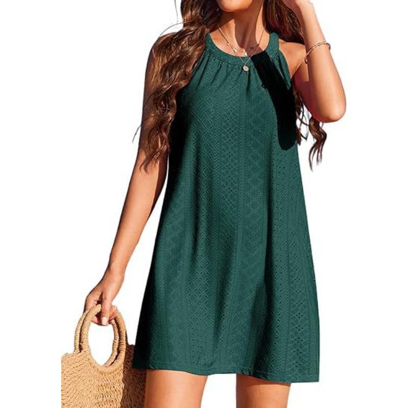 Spring and Summer Hollow Crochet Sleeveless Women's Dresses